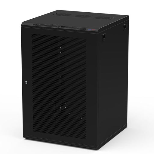 Penn Elcom R6618-M6 600mm Deep 18U Black Wall Mount Rack with M6 Threaded Rails and Poly Front Door