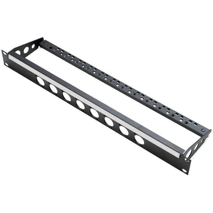 1U Rack Panel Punched for 8 D Series Connectors with Lacing Bar