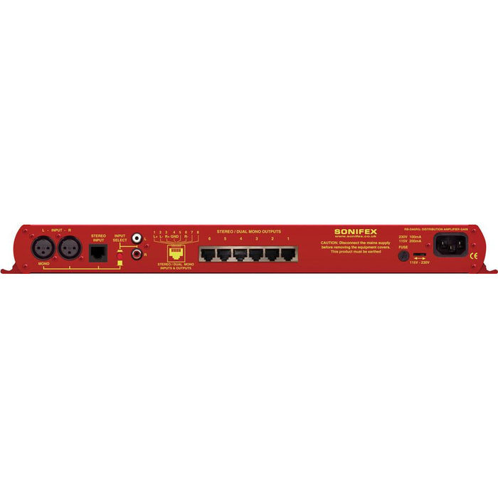 Sonifex RB-DA6RG - 6 Way Stereo Distribution Amplifier With RJ45 Connectors & Output Gain Control (1U)