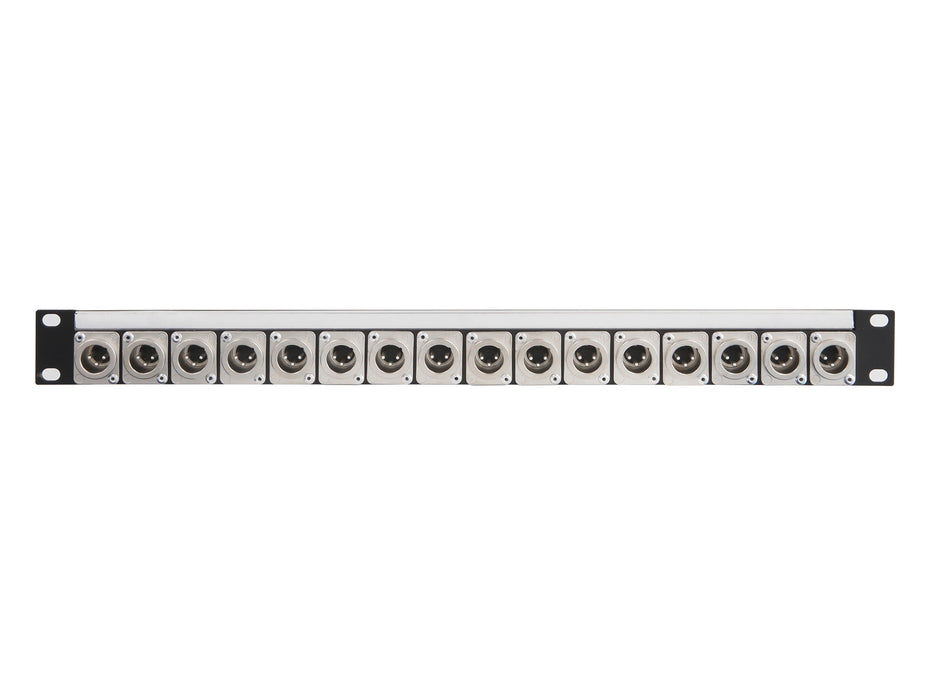 Studiocare 1u Connector Panel with Lacing Bar - Populated with 16 Neutrik Male XLR Connectors 