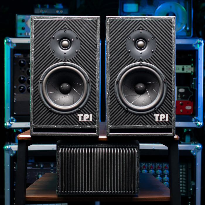 TPI Type. RN1 Reference nearfield monitors (pair) & PM161 Amplifier with leads. Carbon & Cosmic
