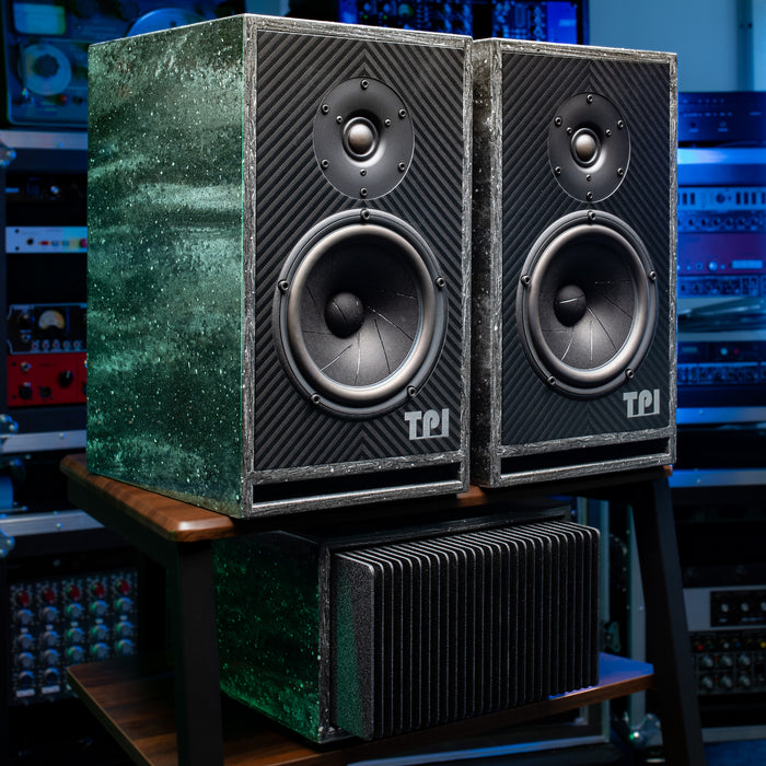 TPI Type. RN1 Reference nearfield monitors (pair) & PM161 Amplifier with leads. Carbon & Cosmic