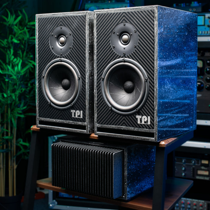 TPI Type. RN1 Reference nearfield monitors (pair) & PM161 Amplifier with leads. Carbon & Cosmic