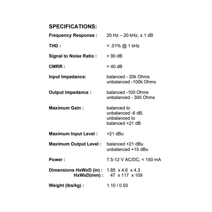 ART CleanBox Pro - Balanced/Unbalanced Level Converter