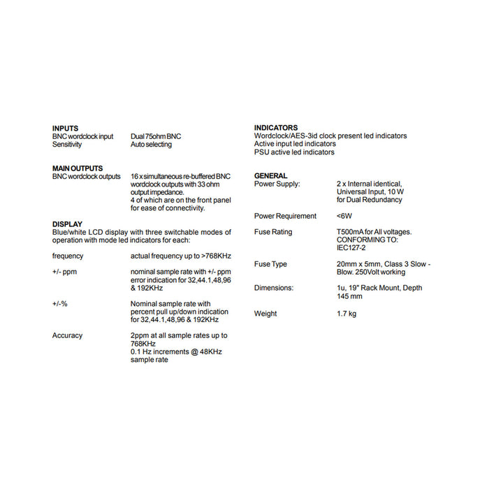 Drawmer DMS-6 D-Clock-R - Dual Redundant Clock Distribution (B-Stock)