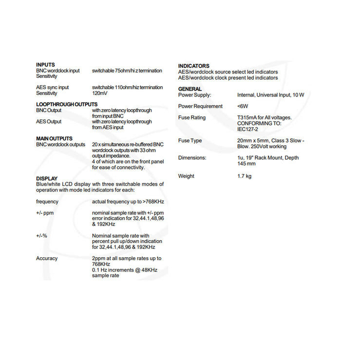 Drawmer DMS-2 D-Clock - Word-Clock Measurement Distribution Amp