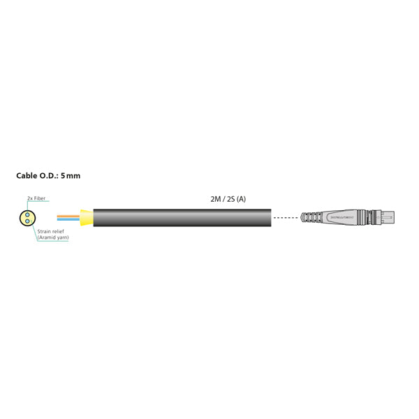 Neutrik NKO2M-A-0-20 Optical Cable Assembly Multimode PC ADVANCED DUO 20m. (66.00ft.)  Airspool Package