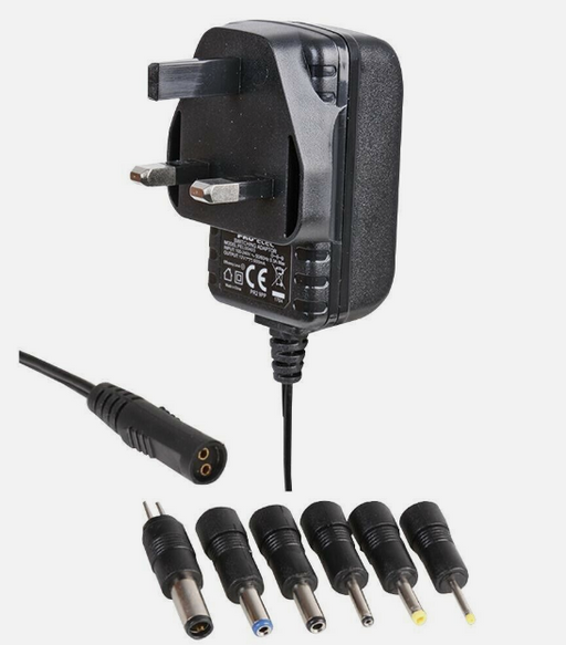 Plug-In DC Power Adapter 12V 1A,12W, Universal with 6 x Tips