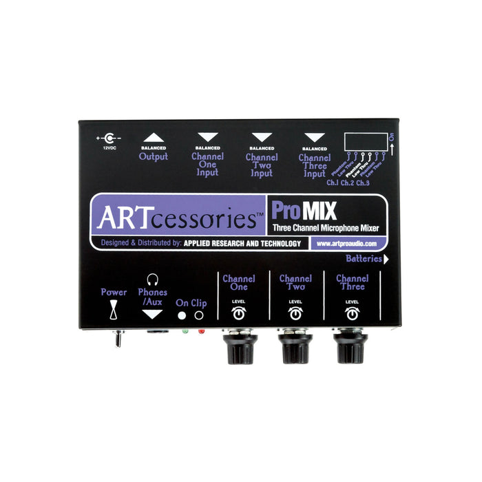 ART ProMix -  Three Channel Battery / AC-Powered Mini Mixer