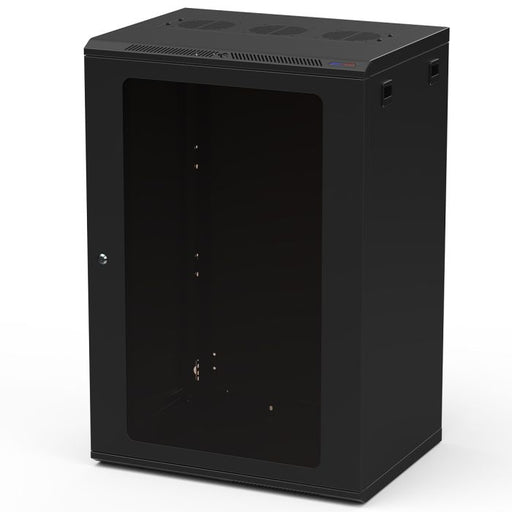Penn Elcom R6418-M6 450mm Deep 18U Black Wall Mount Rack with M6 Threaded Rails and Poly Front Door