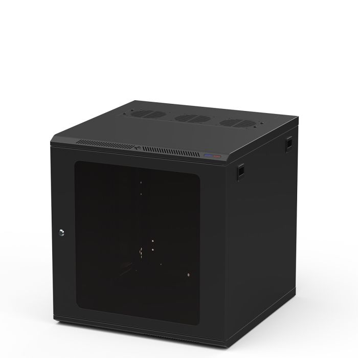 Penn Elcom R6612-M6 600mm Deep 12U Black Wall Mount Rack with M6 Threaded Rails and Poly Front Door