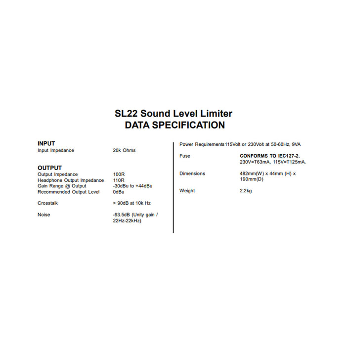 Drawmer SL22 Sound Level Limiter