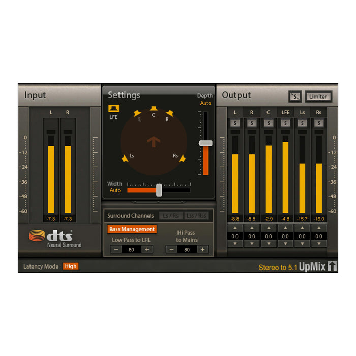 Waves DTS Neural Surround UpMix plugin interface