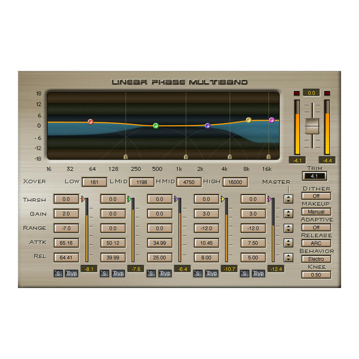 Waves Linear Phase Multiband Compressor plugin interface