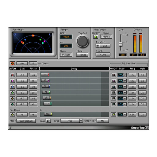 Waves SuperTap plugin interface