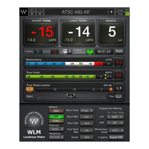 Waves WLM Plus plugin interface