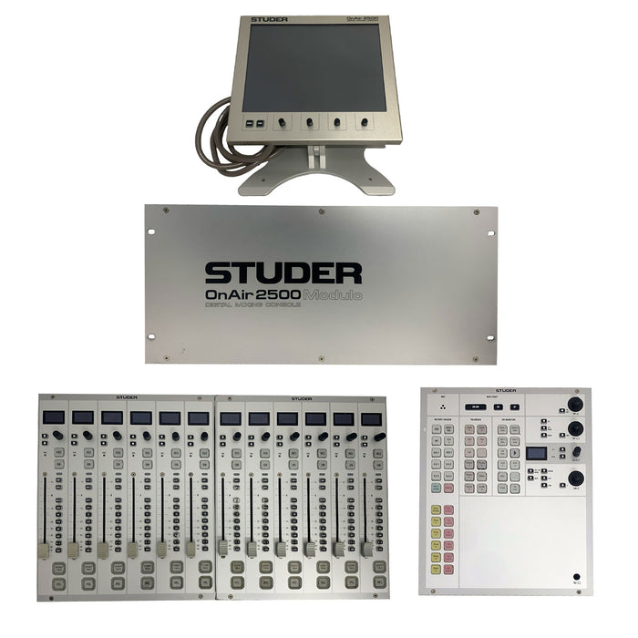 Studer OnAir 2500 Modular Digital Mixing Console - 2x Fader Banks, 1x Master Section, 1x MainFrame, 1x Touch Screen - Used