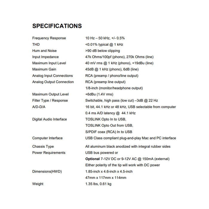 ART USB Phono Plus PS - Phono Preamp and Audio Interface