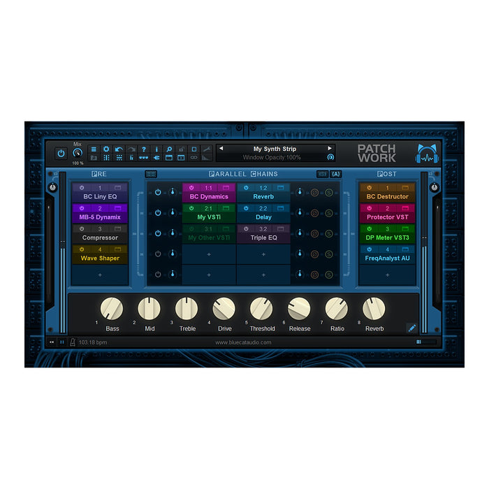 Blue Cat's PatchWork plugin interface – included in the Blue Cat Audio All Plugins Pack