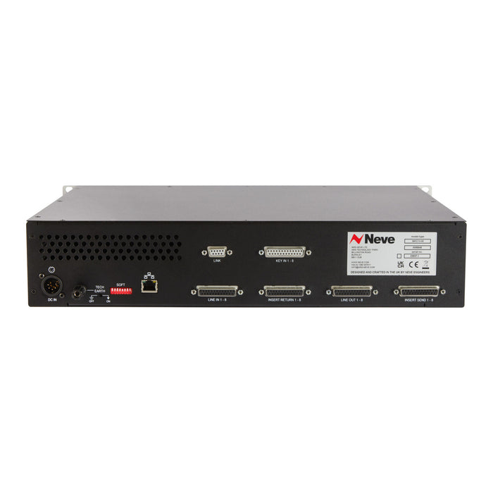 Neve Elements 88R Dynamics rear panel with 25-way D-sub, sidechain key input and Ethernet connections