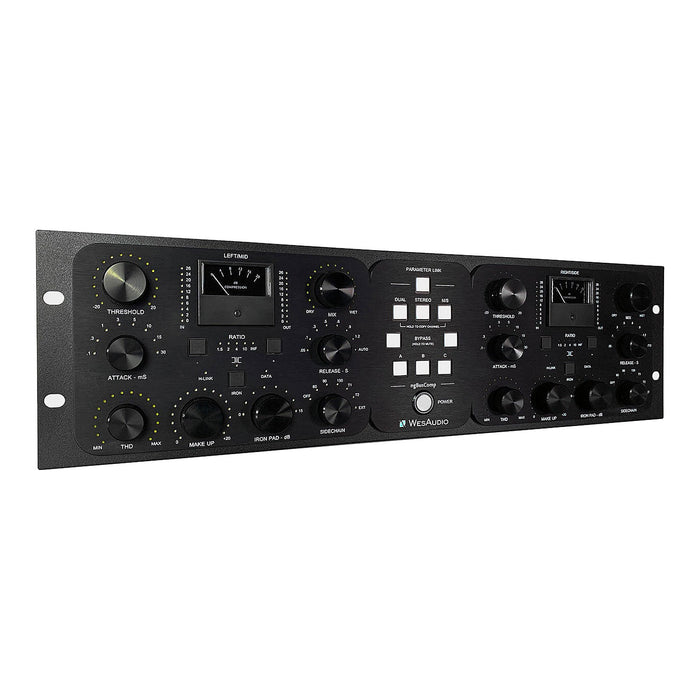 Wes Audio ngBusComp front panel, angled view