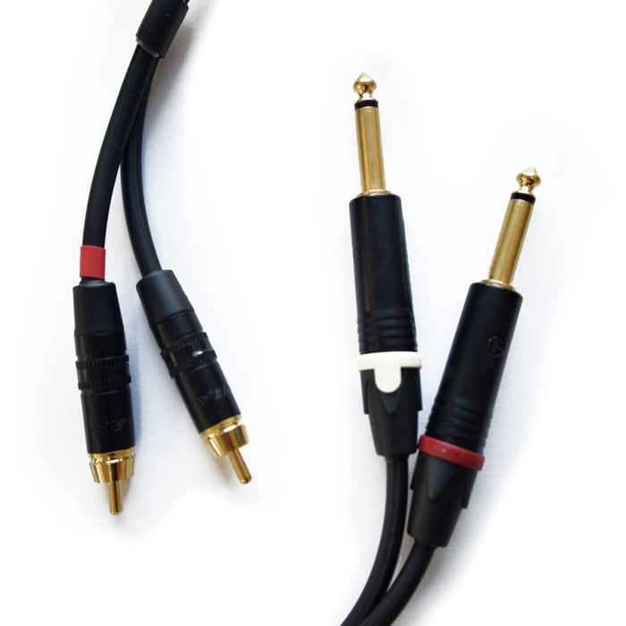 Klotz & Neutrik 2m Dual Phono to Jack Cable - Klotz IY205 Cable and Rean NYS373/Neutrik NP2XB Plugs