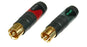 Neutrik Profi NF2C-B/2 Connector Set -Pair of professional Phono RCA plugs- marked red and black.