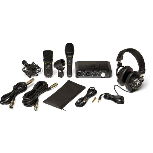 Mackie Producer Bundle with Onyx Producer interface, EM89D dynamic mic, EM91C condenser mic and MC-100 headphones.