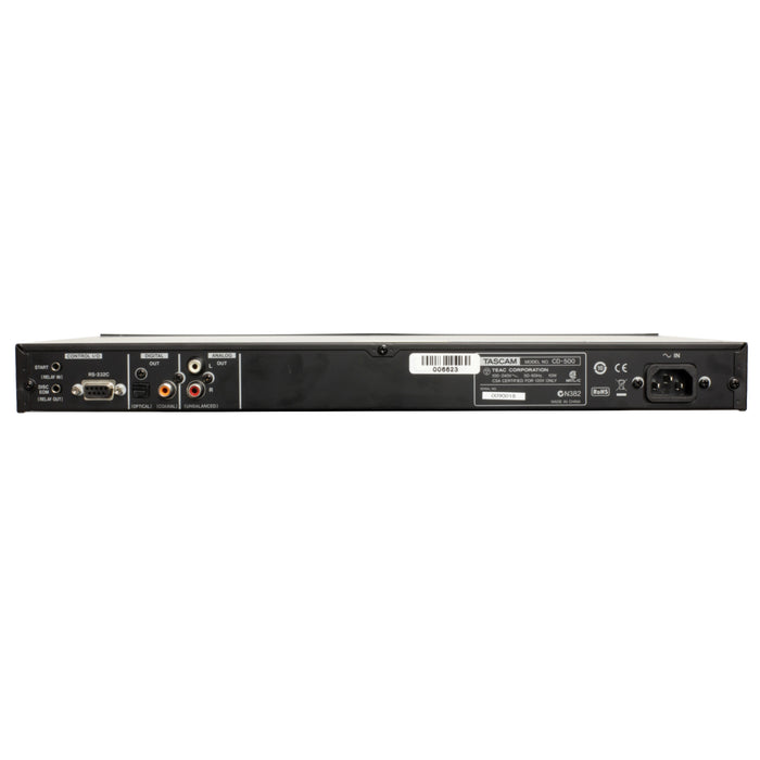 Tascam CD-500 - Like CD-500B but without balanced XLR output, AES/EBU digital out, parallel port - Used