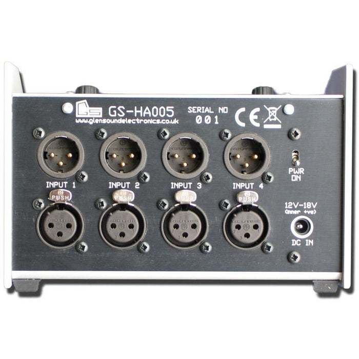 Glensound GS-HA005 - Twin Headphone Amplifier with four mixable Inputs per amp
