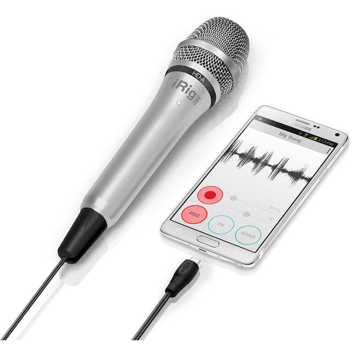 IK Multimedia iRig Mic HD-A - High-quality digital handheld mic for Android & PC Computers. Incl. OTG, USB cables