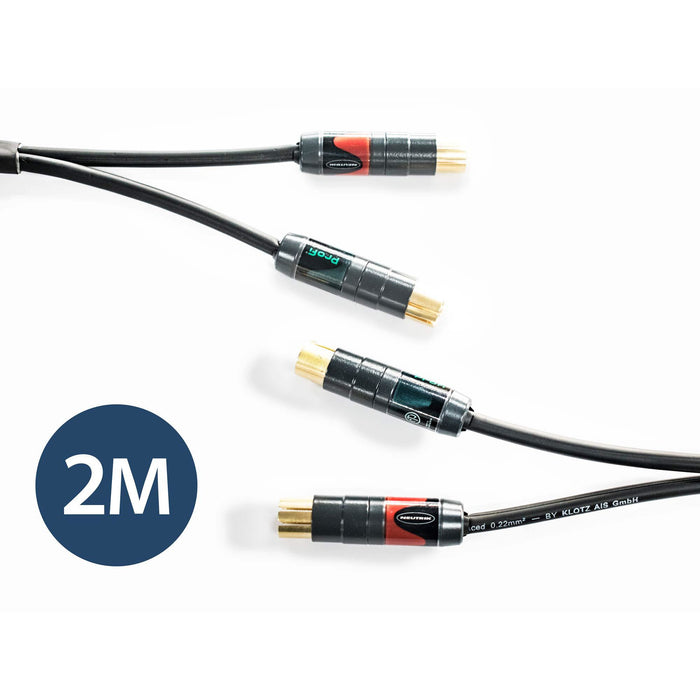 Klotz & Neutrik 2m Dual Phono Cable - Made with Klotz IY205 Stereo Cable and Neutirk Pro-Fi Connectors