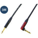 Studiocare Klotz AC110 Guitar Cable 3M - Neutrik Right Angled Silent Plug 