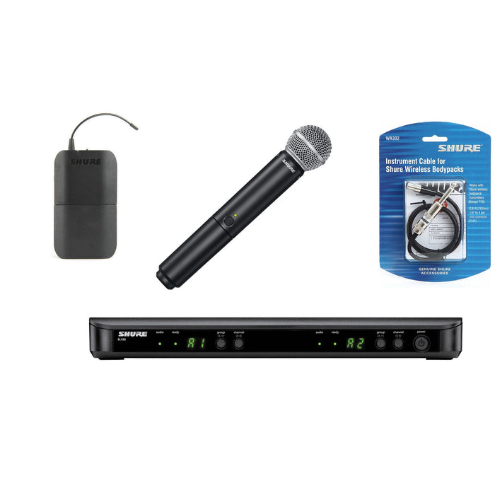 Shure BLX1288UK/SM58 - Wireless System with SM58 Handheld Transmitter & WA302 Instrument Cable