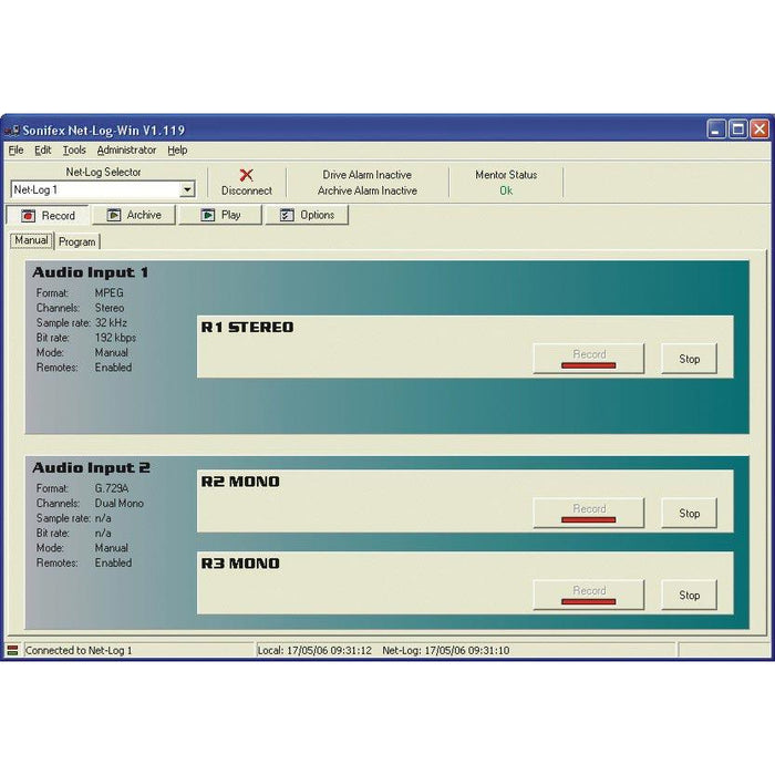 Sonifex Net-Log-Win01 - Net-Log-Win Windows Software - 2 Stream License