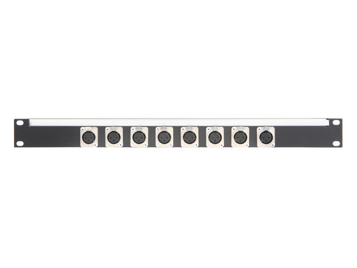 Studiocare 1u Connector Panel with Lacing Bar - Populated with 8 Neutrik Female XLR Connectors