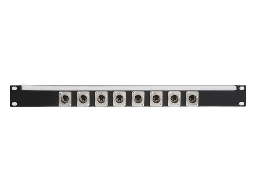 Studiocare 1u Connector Panel with Lacing Bar - Populated with 8 Neutrik Male XLR Connectors