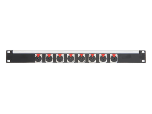 Studiocare 1u Connector Panel with Lacing Bar - Populated with 8 Neutrik 1/4" TRS Jack Sockets