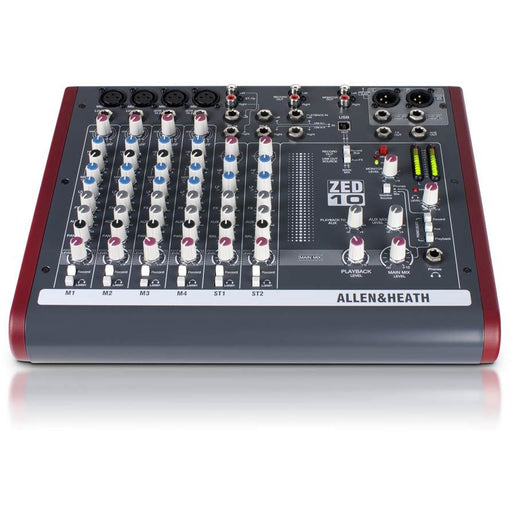 Allen & Heath ZED10 Mixer - 4 Mic Inputs, 2 Stereo Inputs, USB Front