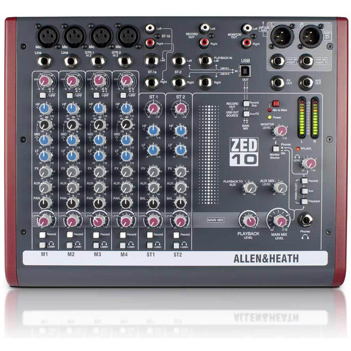 Allen & Heath ZED10 Mixer - 4 Mic Inputs, 2 Stereo Inputs, USB